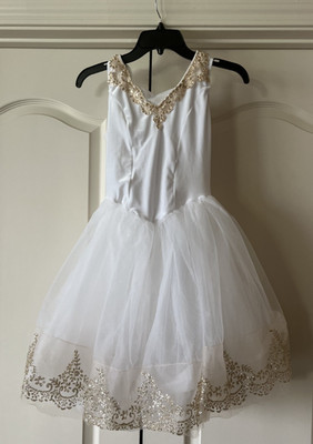 Weissman ''The Last Waltz'' Gold and White Ballet Tutu Dress - Small Adult