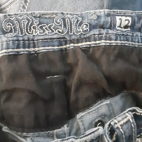 Miss Me Girls Jeans Kids 12 Blue Low Rise Flare Youth Denim Distressed Western - Picture 5 of 15