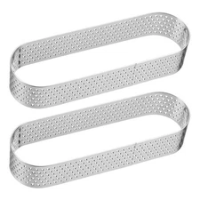 2pcs Perforated Cake Ring 3.94" Stainless Steel Oval Tartlet Ring