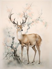 Tranquil Deer Stag Abstract Picture Canvas Home Decor Wall Art Prints Painting