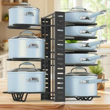 Adjustable 8 Tier Pots and Pans Organizer Rack Pots Holder for Kitchen Cabinet