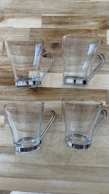 Vintage 4 Bormioli Rocco Tempered Glass Cappuccino Glass Coffee  Cups Made Italy
