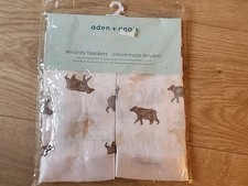 Aden  Anais Bear Muslin Comfort Security Blankets 2 Pack Satin Edge Baby Lovey