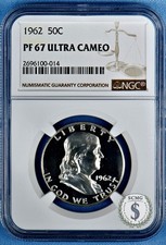 1962 Franklin Half Dollar NGC PF 67 ULTRA CAMEO - Superb Gem Frosted Beauty!!!