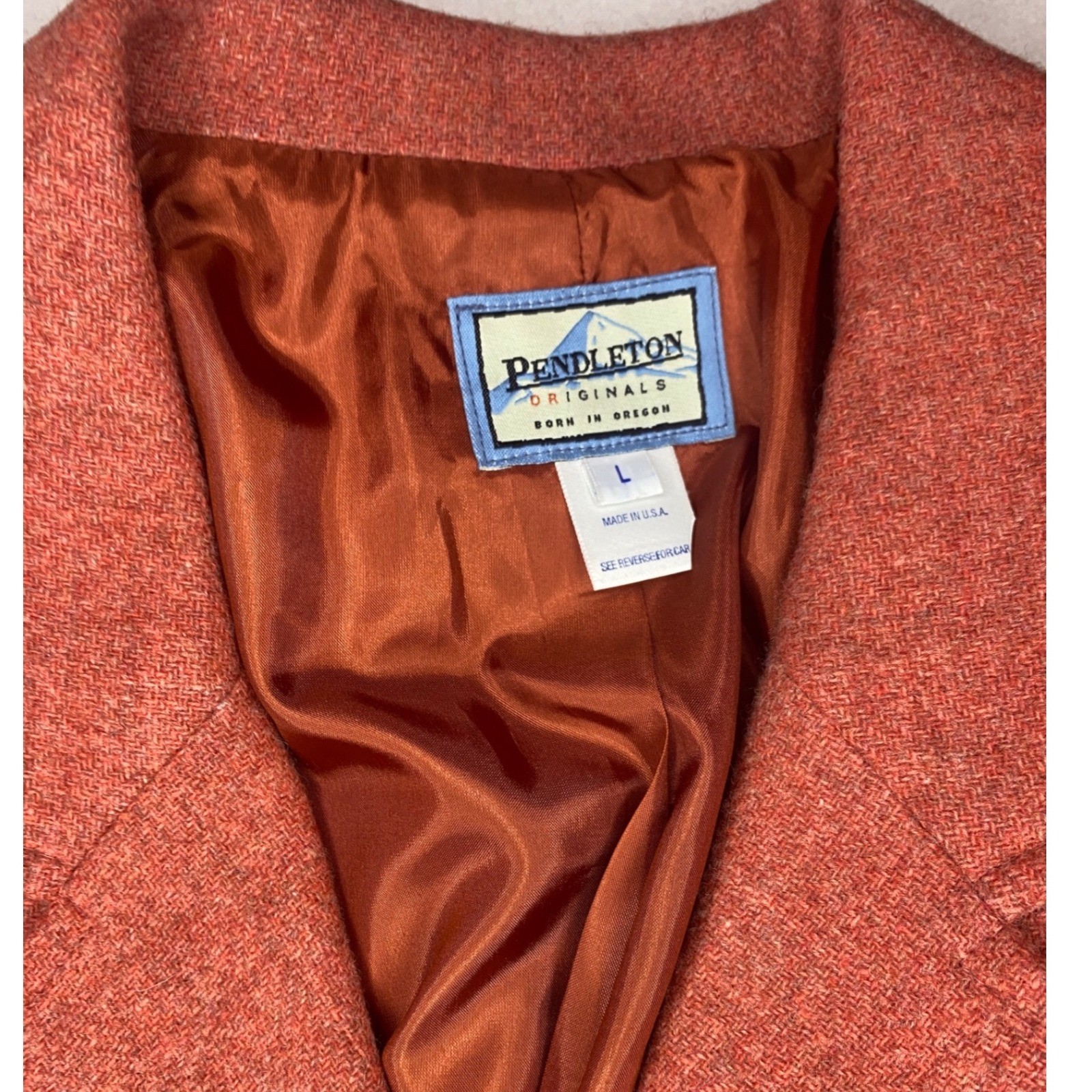 Pendleton Wool Blazer Jacket Womens L Orange Exce… - image 15