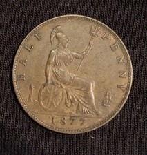GREAT BRITAIN-1877 HALF PENNY-NICE XF
