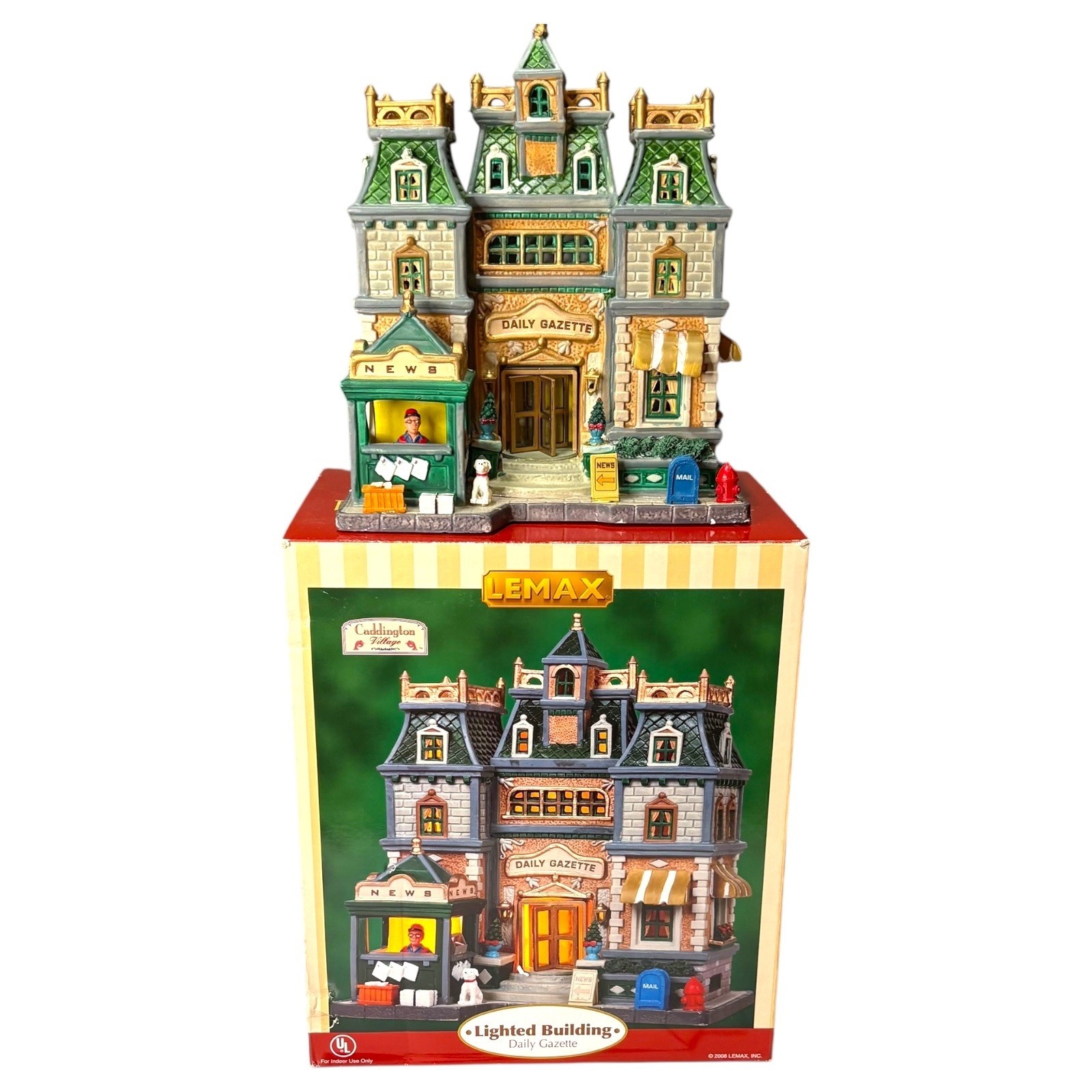 Lemax Carole Towne 2011 Toy Shop & Daily Gazette Lighted Christmas Village Set