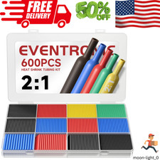 Eventronic 600PCS Heat Shrink Tubing 2:1, Electrical Wire Cable Wrap Assortment