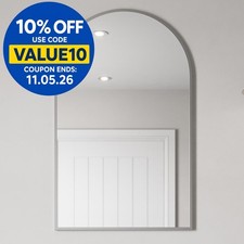 500 x 800mm Chrome Wall Mounted Bathroom Mirror Framed Modern Arched Design