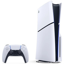 Sony PS5 Slim - Black & White Duel Sense Controllers - Charging Dock