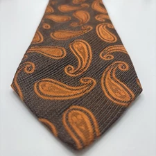 Altea Milano Silk Tie 59x3.5” Brown Blue Paisley Made in Italy Luxury