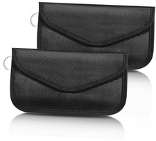 2 Pack Faraday Bag for Cell Phones and Car Key, Signal Blocker Pouch, Black