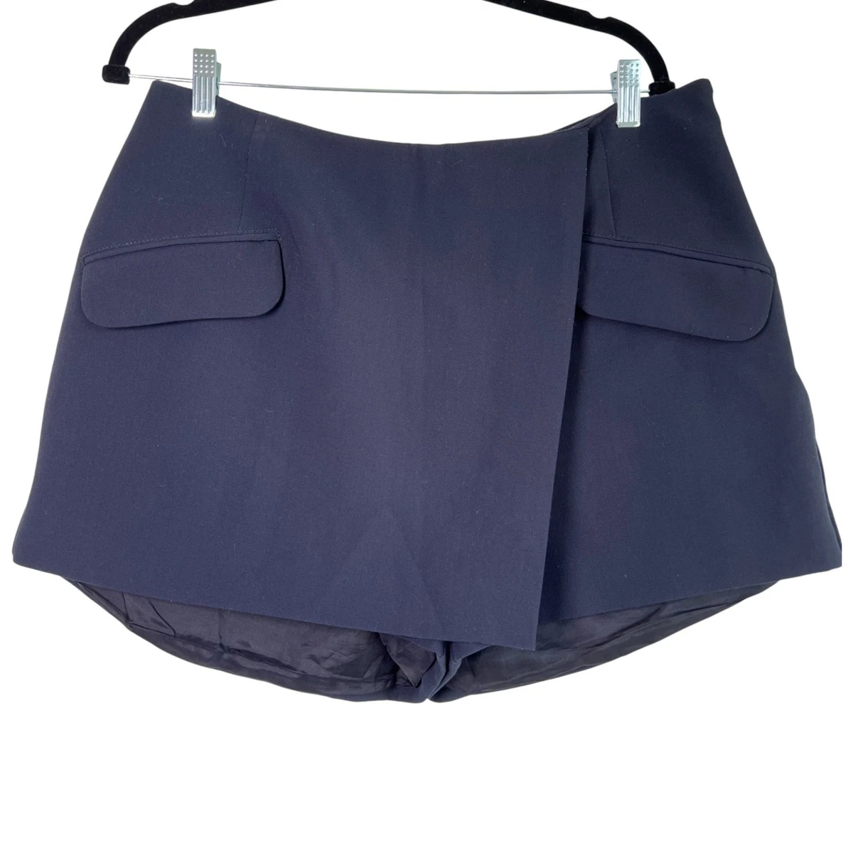 Maeve Anthropologie Pantalón Corto Frontal Envolvente Talla 14 Negro Mini Pantalones Cortos Coastal Prep Chic