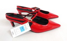 New Tagged Women's M&S Strappy Kitten Heels Shoes Red Standard Fit Size UK 5