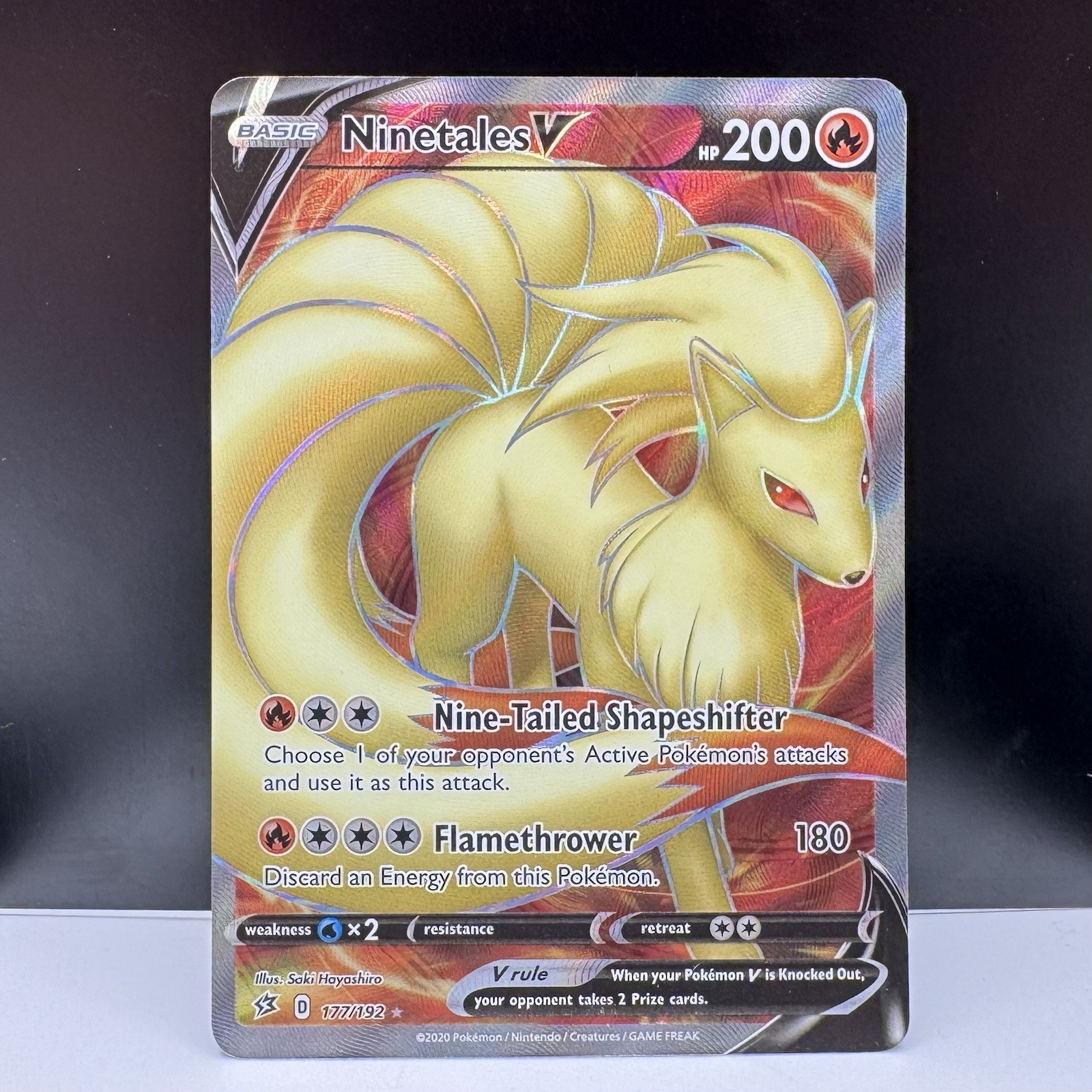 Pokemon TCG Ninetales V (Full Art) 177/192 Swsh02: Rebel Clash Holo NM