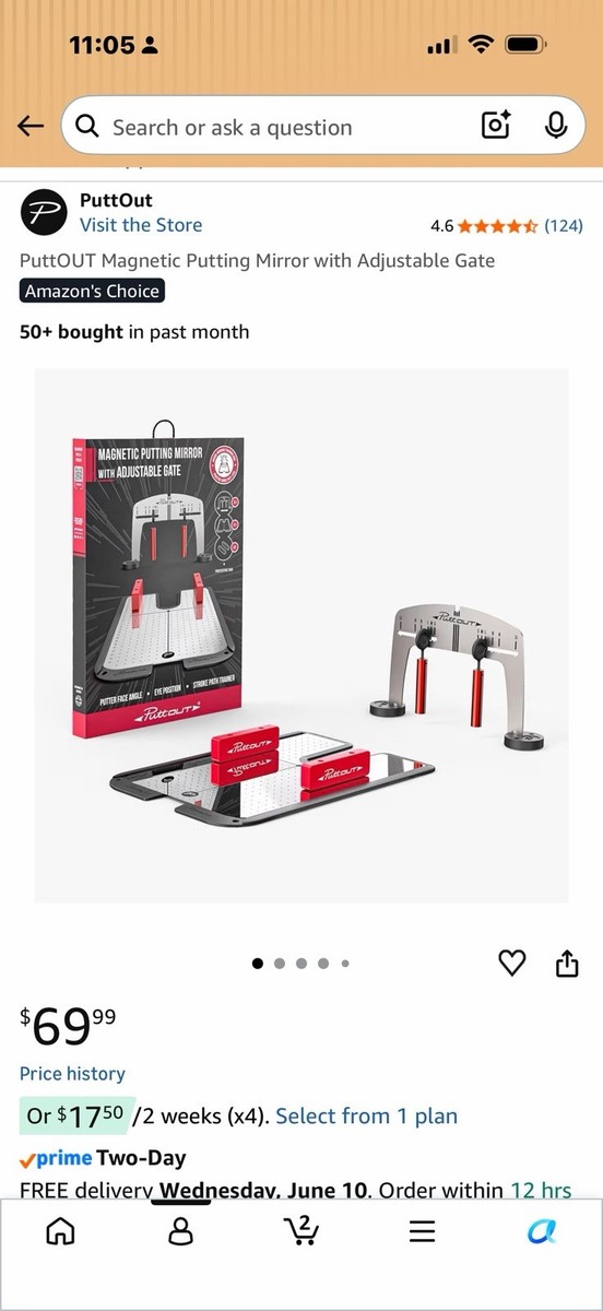 PuttOUT Magnetic Putting Mirror w/ Adjustable Gate Open Box Never