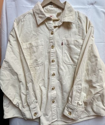 Levi's XL Off White The Worker Relaxed Corduroy Button Up Long Sleeve Men's