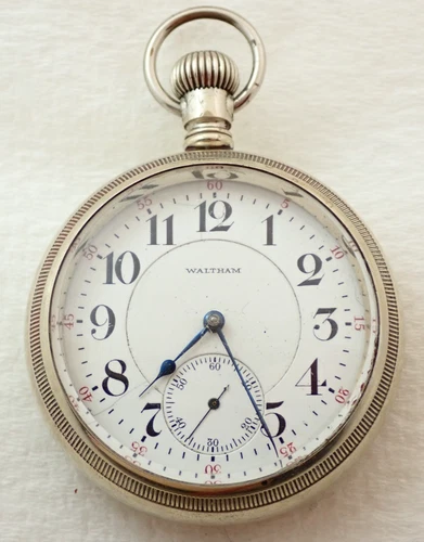 ANTIQUE 18s WALTHAM CRESCENT STREET 21 JEWEL 21J RAILROAD POCKET WATCH