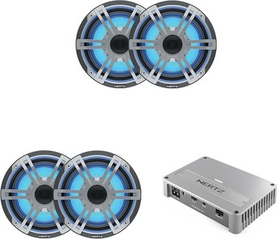 Hertz Marine 2 Pairs of HEX 6.5'' S-LD-G and Venezia 4C Compact Amplifier