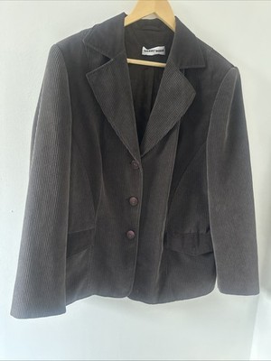 Gerry Weber Corduroy Blazer Fitted Jacket UK 18 Women's Brown Button-Up