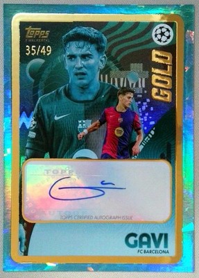 Gavi Auto Blue /49 Barcelona Spain 2024-25 Topps UCC Gold UEFA x Walkertkl