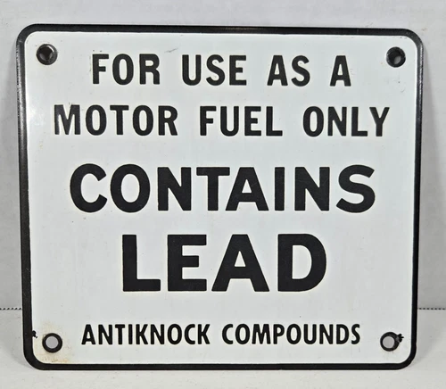 Vintage Gas Pump Sign Contains Lead Porcelain Sign 6" x 7" Gasoline Petroleum