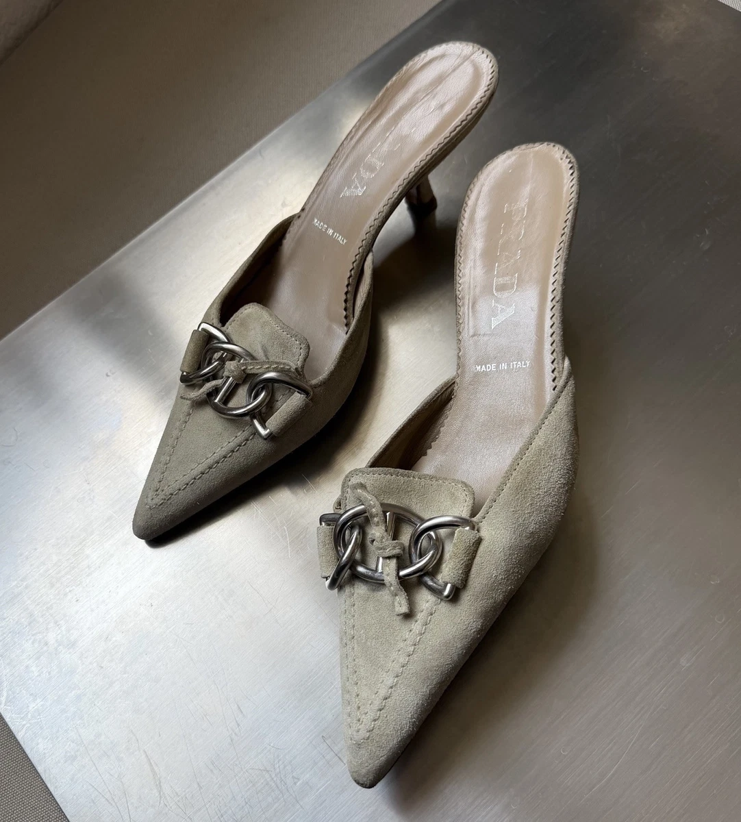 PRADA シルバー ポインテッドトゥ フラットシューズ PRADA Silver Shoes for Women for sale | eBay