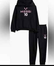 NEW Messi Toddler s Jogger Set Hoodie Joggers -Stretch Limo Black/Pink, 2T