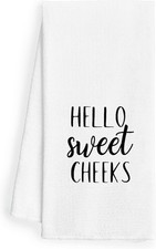 Hello Sweet Cheeks Decorative Hand Towels for Bathroom 16x24 - 16x24, White