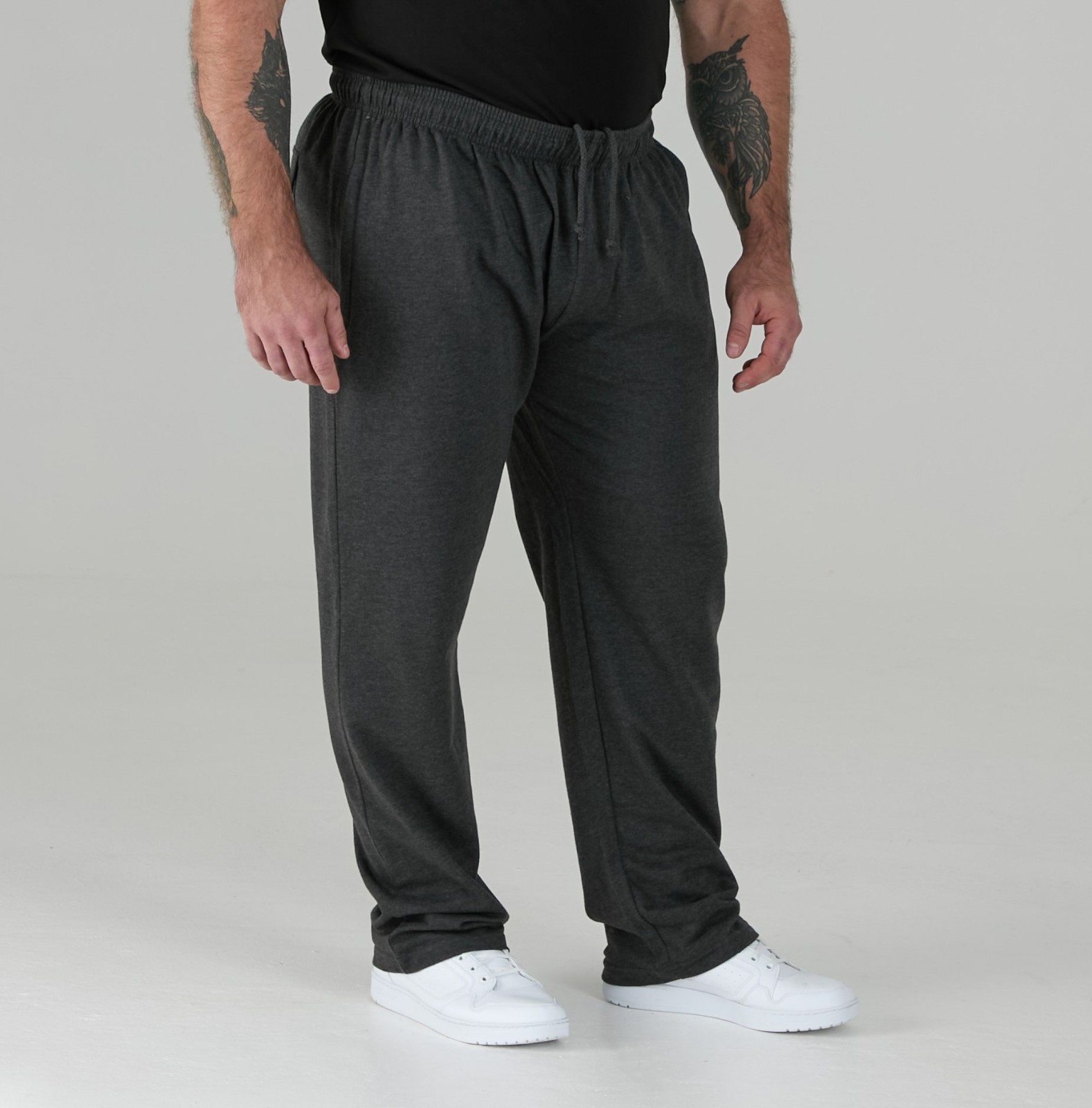 D555 Big Mens Grey Lightweight Fleece Jogging Bottom Open Hem 2XL-8XL (KS1420)