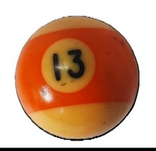 Vintage Replacement Billiard Pool Ball Standard 13 Yellow Stripe Collectable