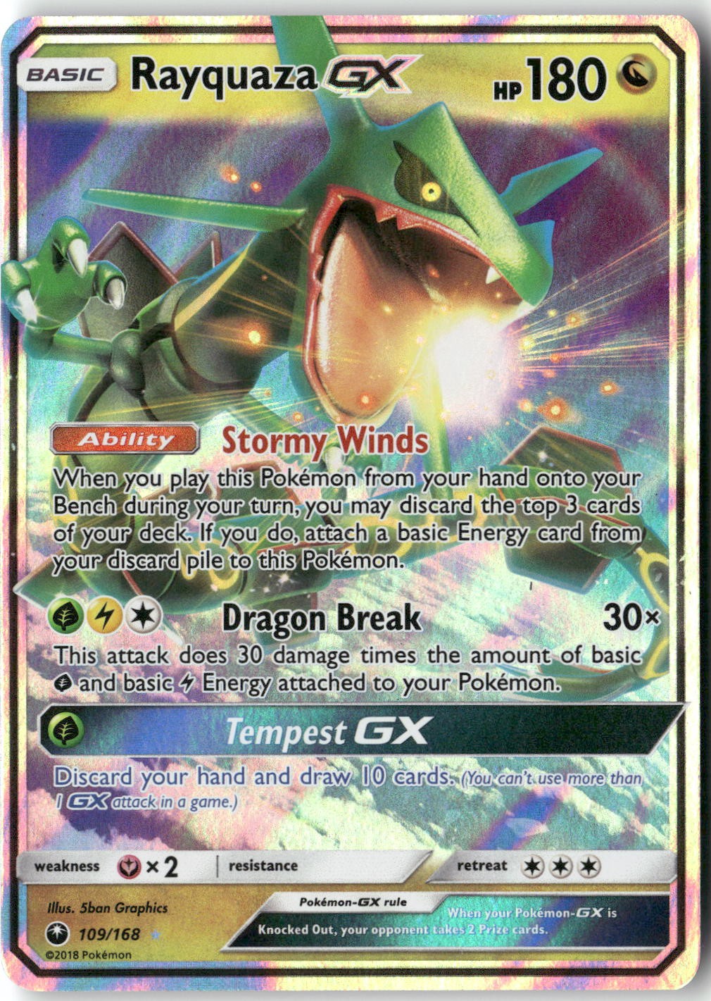 Rayquaza GX, Pokémon SM - Celestial Storm Ultra Rare, 109/168 NM