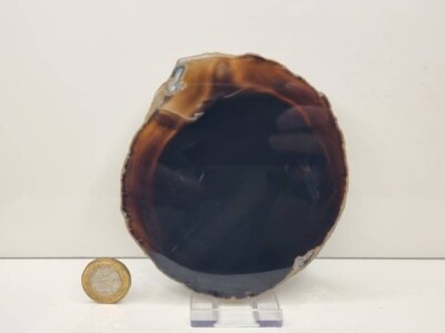 ASD26) Agate Crystal Slice Black