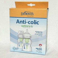 Dr. Brown's Baby Bottles Options Anti-Colic Size 1 Wide Neck 5oz 2-Pack Feeding