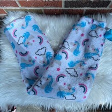 White and Blue Unicorn Patterned Fleece Pajama Pants