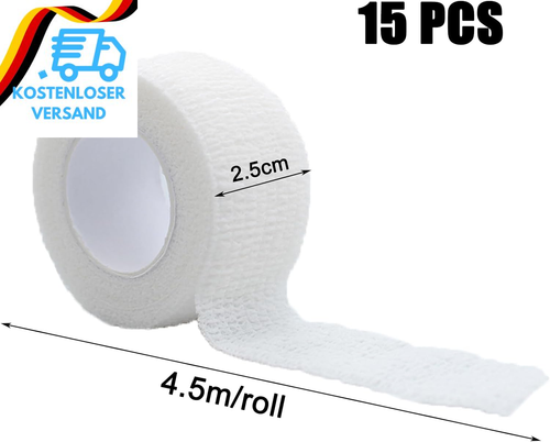 15 Roll 2.5Cm X 4.5M Selbstklebender Verband,Selbsthaftende Bandage,Haftbandage, - Bild 2 von 12