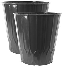 2 x 22 Litre Black Plant Pots Indoor Home Outdoor Garden Tall Plastic Planters