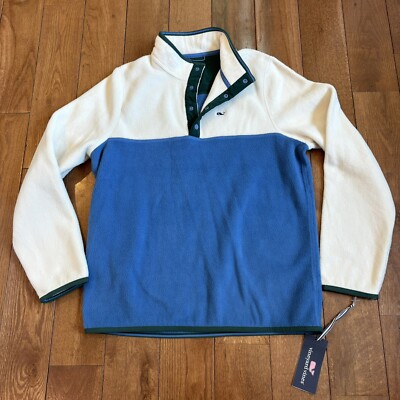 NWT Boys Vineyard Vines 1/4 Snap Fleece Pullover Stone Colorblock sz XL $68