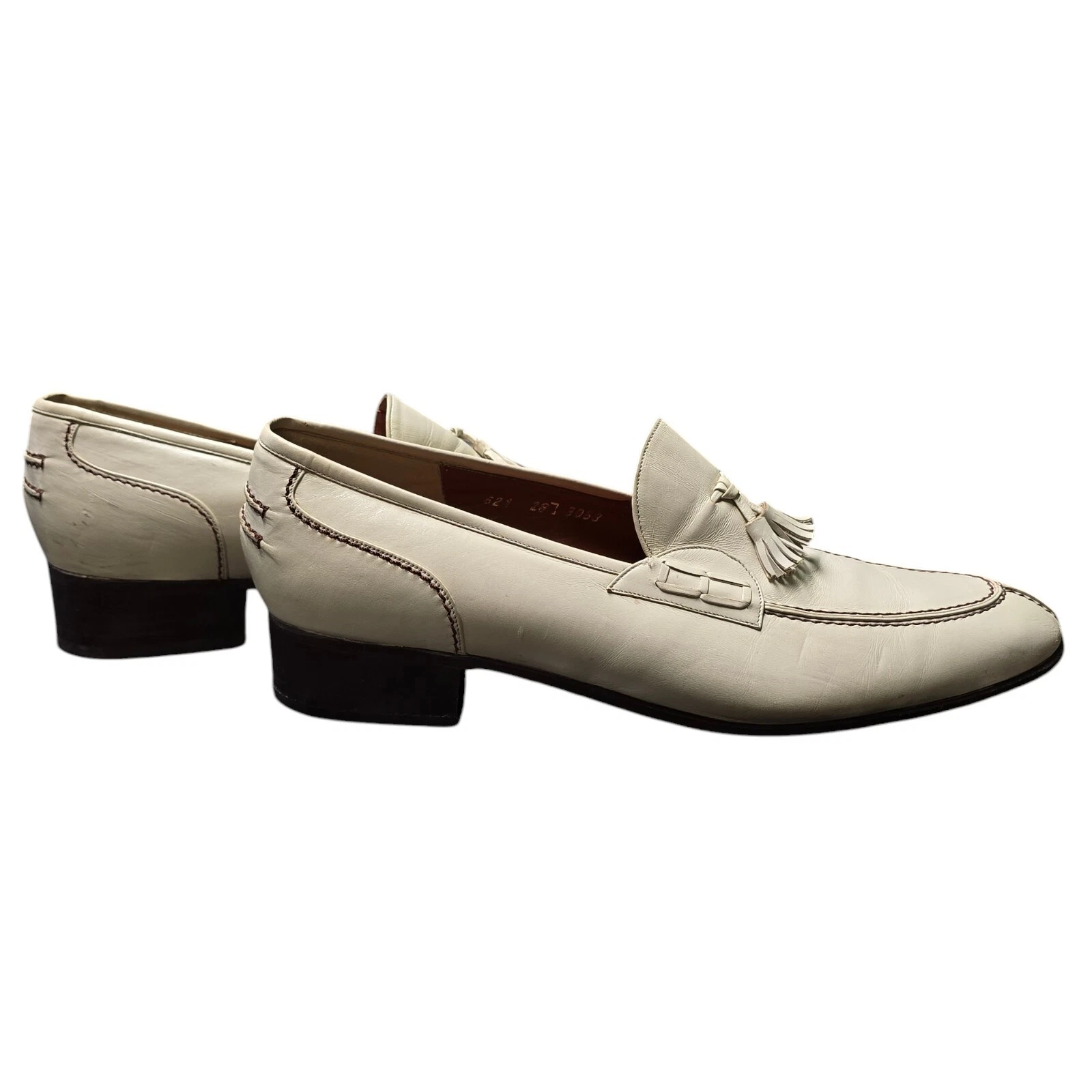 Mocassins blancs vintage à pompons Gucci années 70 80 homme taille 8 1/2 ?