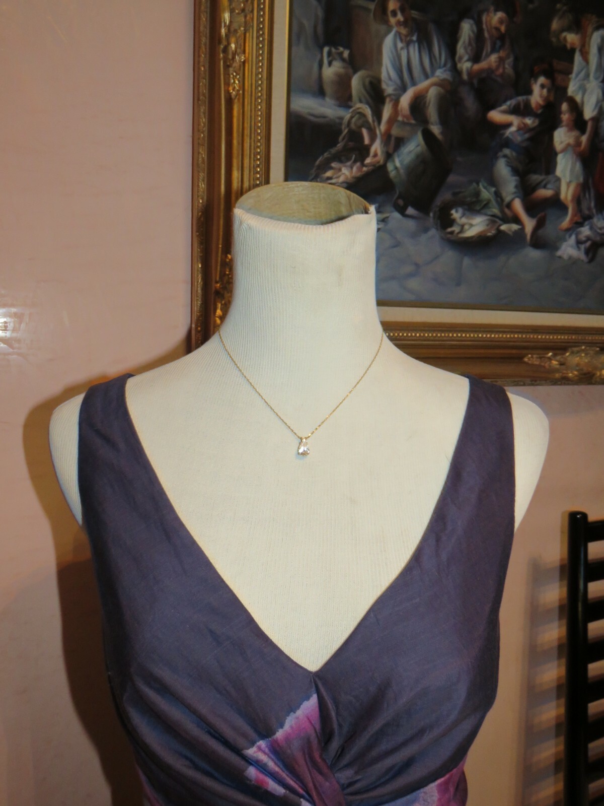 Solid 14K Yellow Gold Solitaire Simulant Solitair… - image 1