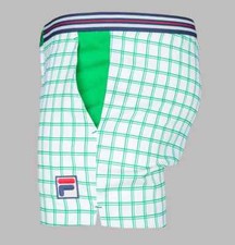 Fila Vintage Borg (Brookes) Retro Tennis Shorts - White/Green -  EXCLUSIVE! 2025