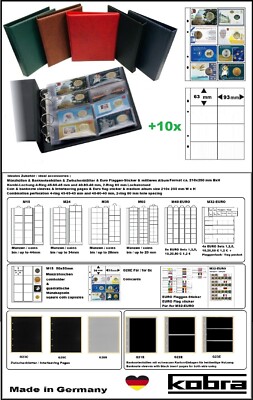 Coin Album Coincards Red Kobra G28 R + 10 Coin Sheets G28E For 80 Coincards