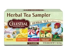 Celestial Seasonings Herbal Tea Sampler Variety Pack, Caffeine Free, 18 Tea Bags