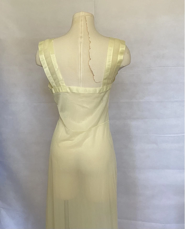 Vestido largo transparente amarillo sol vintage años 40 ART DECO Negligee pequeño Foto 3 de 4