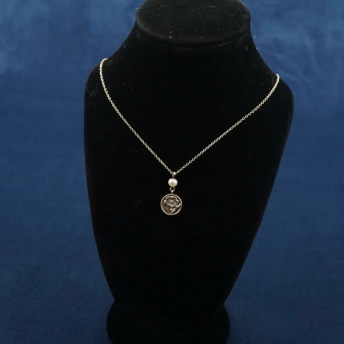 Rare Tiffany Co. Sterling Nature Rose Pearl Necklace Free Shipping USA