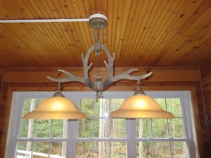 Faux Antler Horn Chandelier Pendant Candle 2 Light Chain Hanging