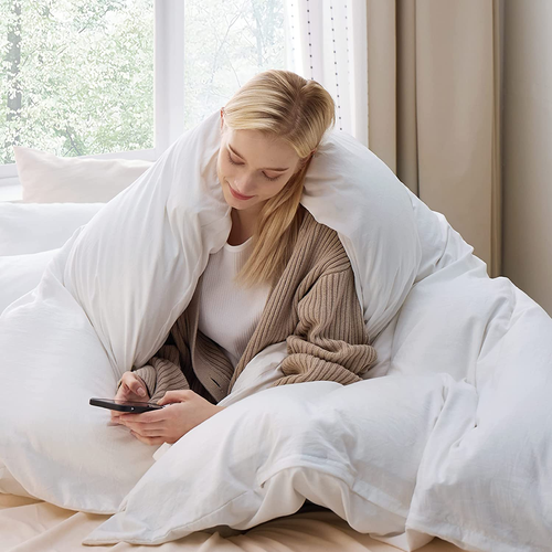 White Duvet Cover Queen Size - 3 Pieces Prewashed Extra Soft Bedding Set,1 Duvet - Picture 4 of 12