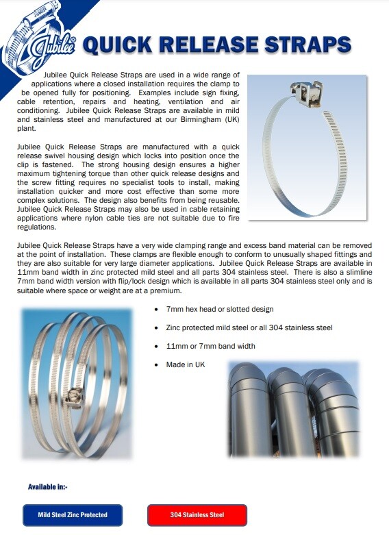 Jubilee Quick Release Captive/FlipLock Strap Clamp Clips MS & Stainless Steel eBay