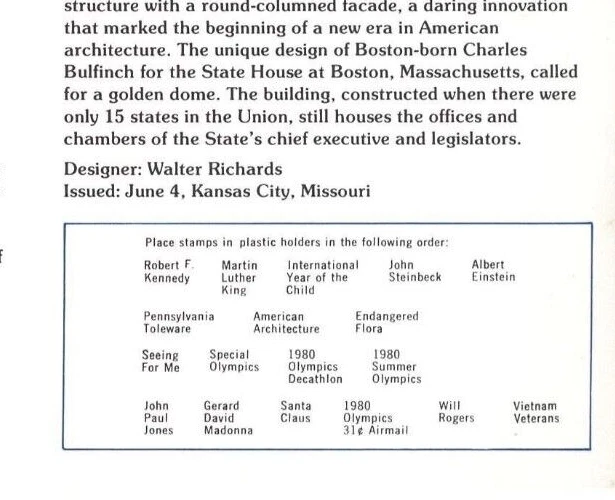 Postage Mh Stamp Set US 1979 commemorative collectibles stamps - Image 3 of 4