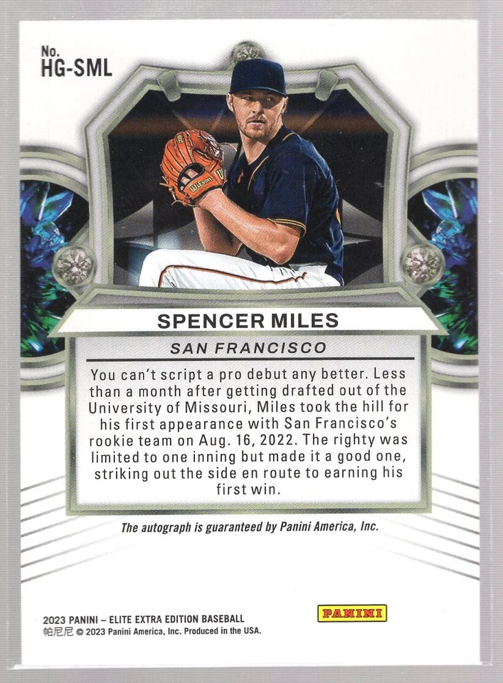 * 2023 Panini Elite Extra Edition - Hidden Gems Blue Signatures SPENCER MILES - Image 2 of 2